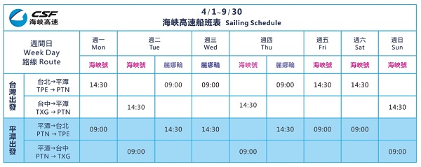 平潭海峡高速航班表