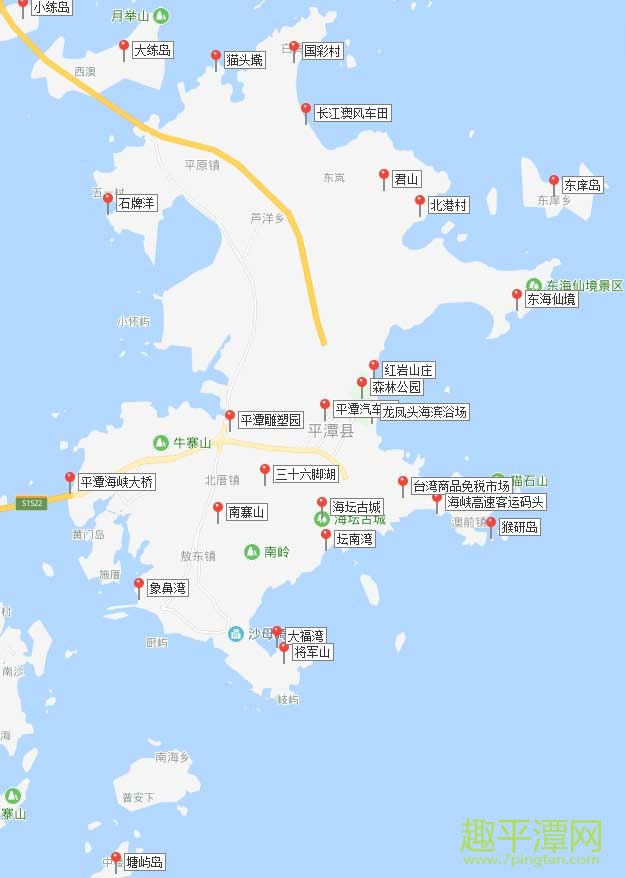 平潭岛旅游景点分布图