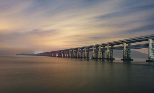 平潭海峡公铁两用大桥夕阳